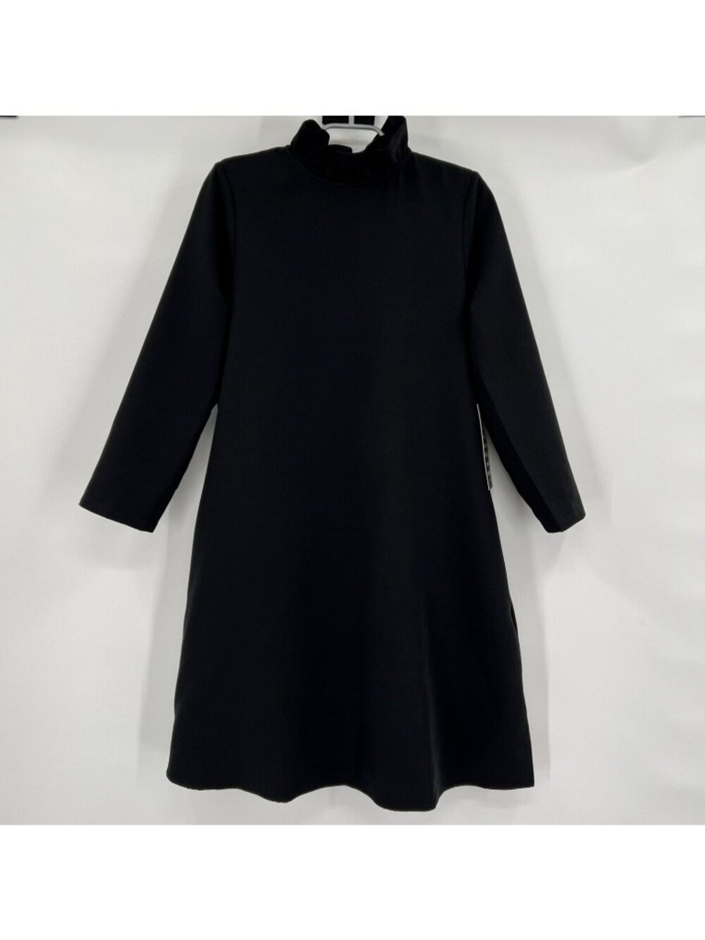 Tuckernuck Black Daphne Dress sz XXS Ruffle Collar Bow Swing Mini Cocktail NWT